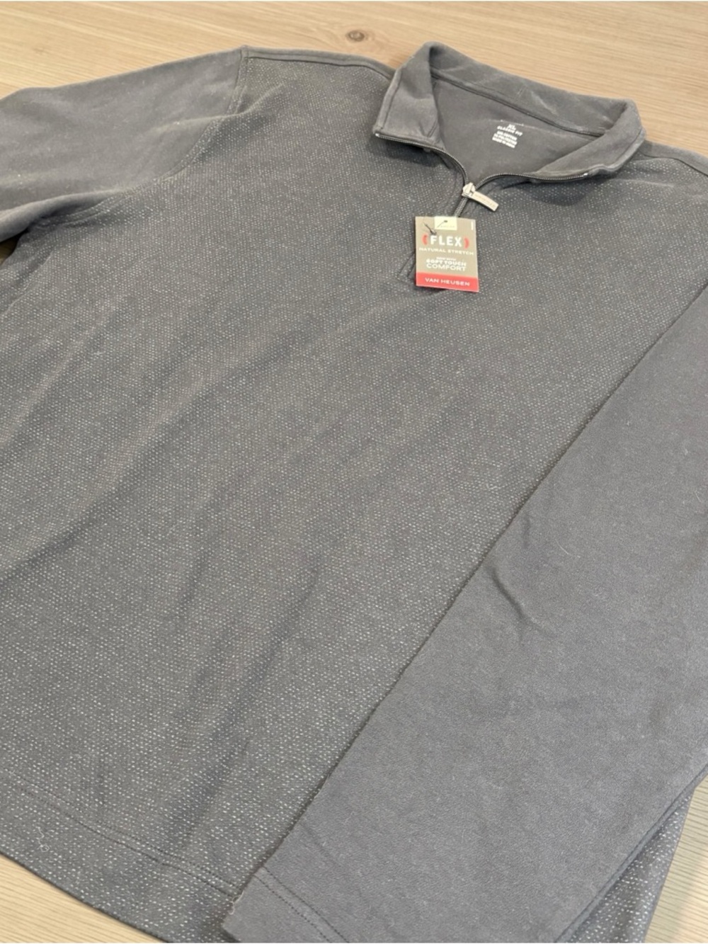 Van Heusen Heathered Gray Quarter-Zip Pullover NWT